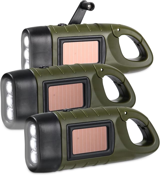 Lot De 3 Lampes Torches Led Rechargeables Solaires, Éclairage Portable Extérieur Pour Camping Et Urgence