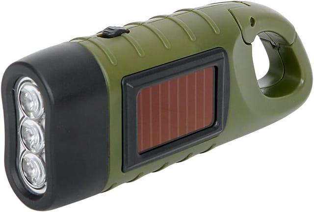 Lampe Torche Led Solaire Rechargeable À Manivelle, Lampe D'Urgence Dynamo Pour L'Extérieur, Lampe De Camping Portable, Avec Mousqueton Pour La Suspendre