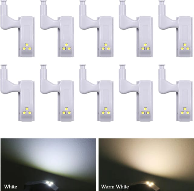 Lot De Dix Lampes Led Avec Capteur Pour Armoire Et Placard Éclairage Automatique Pour Cuisine Et Meubles De Rangement