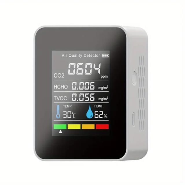 Détecteur De Qualité D’air 5-en-1, Moniteur Co2 Avec Température Et Humidité, Portable