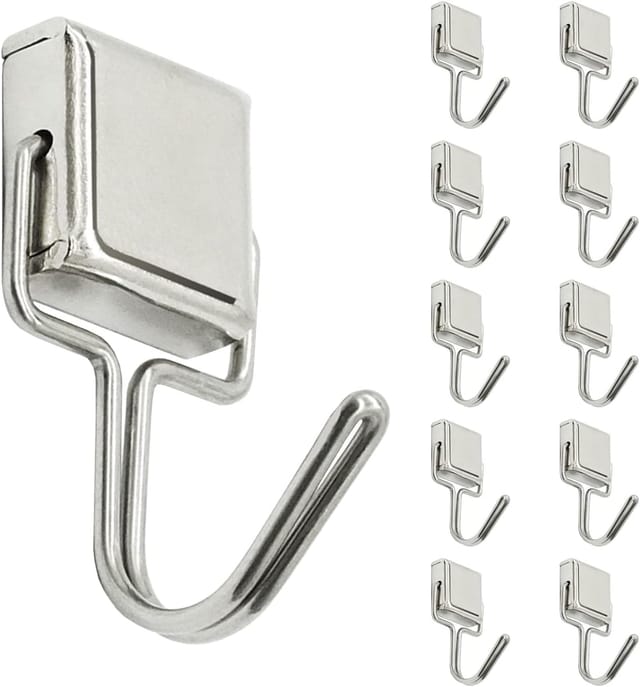 Lot De 10 Crochets Magnétiques, Aimants Ultra-puissants De 6,35 Kg Avec Crochets Pour Suspendre