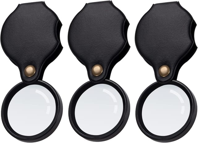 Lot De 3 Loupes Pliables 8x Avec Étui De Protection, Pour Lecture De Livres, Cartes Et Pièces De Monnaie, Outil Manuel Pratique