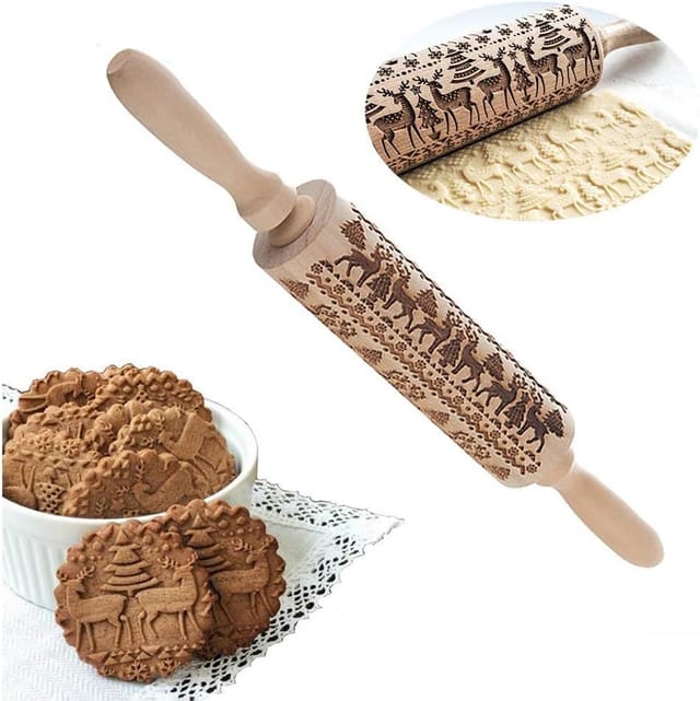 Rouleau À Pâtisserie Avec Motif Orignal Pour Gaufrer Les Biscuits Et Pâtes Accessoire De Boulangerie Pour Embosser Les Sablés De Noël
