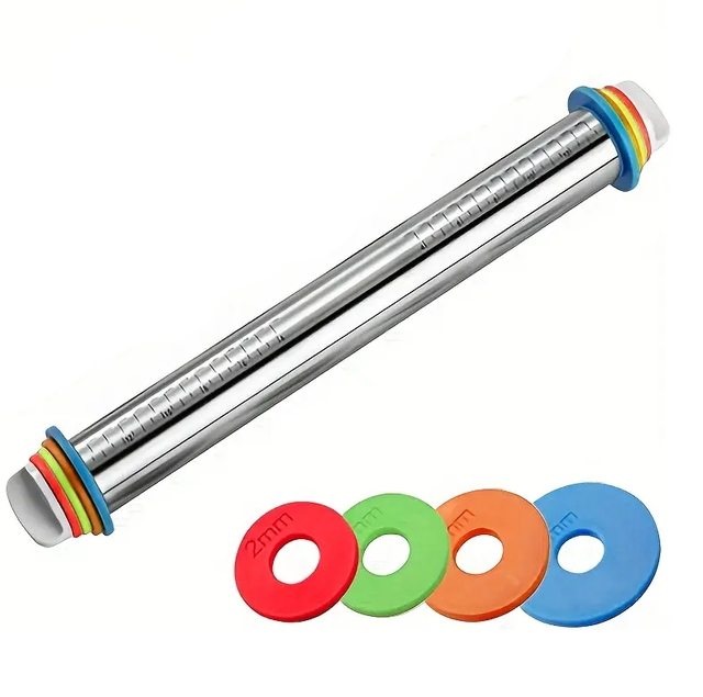 Ensemble Rouleau Pâtisserie Réglable Avec Anneaux Acier - Tapis Silicone Pour Pâtes, Pizzas, Biscuits