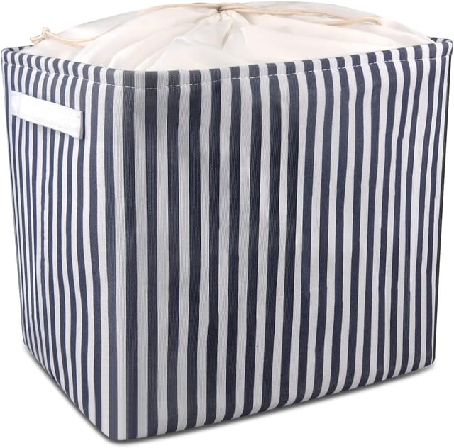 Panier À Linge Pliable En Lin Coton 43 L, Imperméable Avec Poignées Et Cordon, Rangement Pour Vêtements Et Jouets