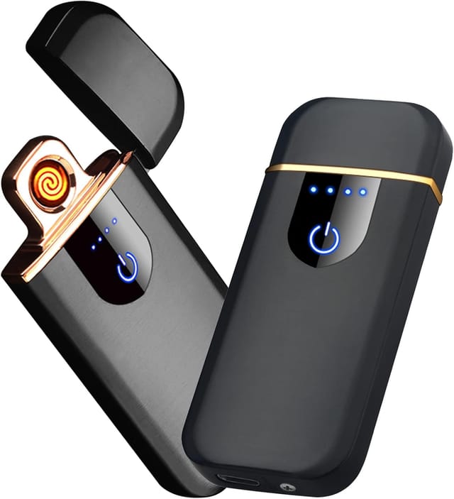 Briquet Électronique Rechargeable Usb Double Face Sans Flamme Avec Indicateur De Batterie Étanche Au Vent