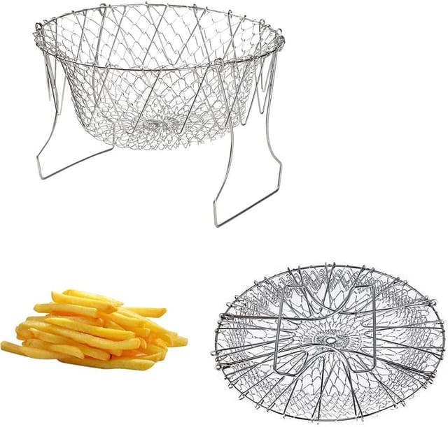 Lot De 2 Paniers À Frites Pliables En Acier Inoxydable, Passoires Pour Pâtes Et Légumes, Cuisson Et Égouttage
