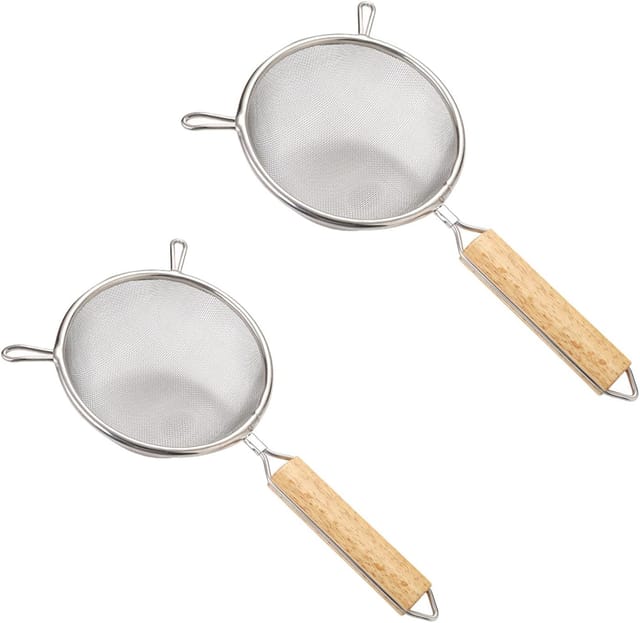 Lot De 2 Passoires Fines En Acier Inoxydable 14 Cm Avec Manche Antidérapant, Filtres Pour Farine Et Thé
