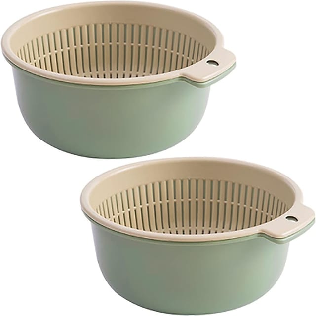 Lot De 2 Passoires Multifonctions En Plastique À Double Couche, Égouttoirs Pour Fruits, Légumes Et Riz, Accessoires De Cuisine