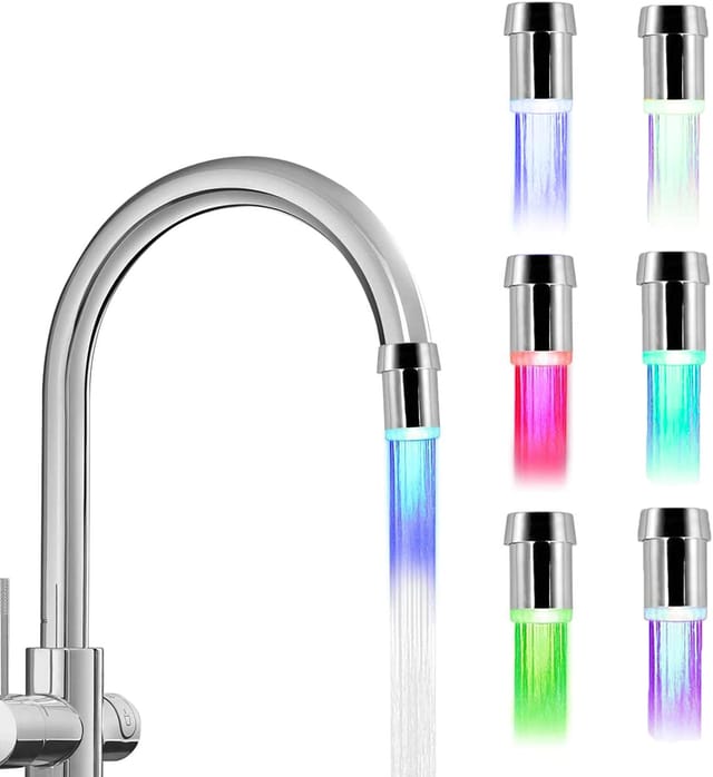 Robinet Led, Robinet De Cuisine 7 Couleurs, Économiseur D'Eau Bleu-vert, Accessoire De Robinet Led, Robinet Led, Accessoire De Robinet Pour Cuisine Et Salle De Bain