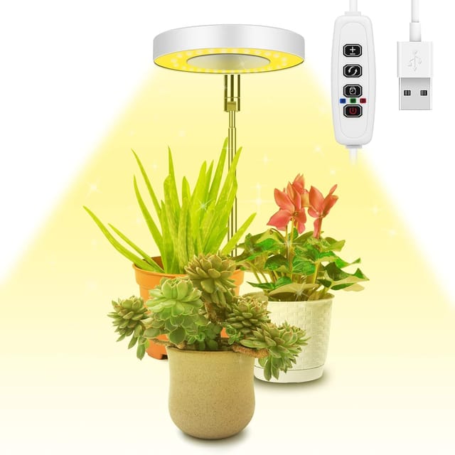Lampe De Croissance Pour Plantes D'Intérieur, 48 Led, Spectre Complet, 9 Niveaux De Luminosité Réglables, Panneau Lumineux Rotatif À 180°