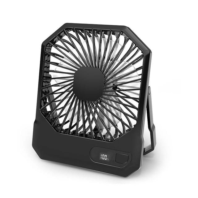 Mini Ventilateur De Bureau Rechargeable Deux Mille Six Cents Mah Ultra Fin Pliable Trois Vitesses Inclinaison Cent Quatre Vingt Degres