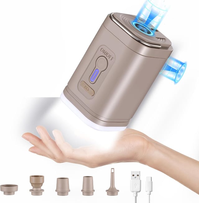 Gonfleur Électrique Mini Avec Accessoires Multiples Et Éclairage Pour Camping Pour Gonfler Matelas Pneumatiques Et Bouées