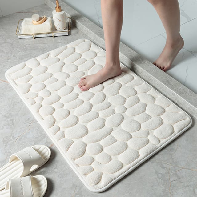 Tapis De Bain Antidérapant En Relief Effet Pavés, Tapis De Sol Pour Lavabo Et Baignoire, Tapis De Douche, Tapis D'Entrée, Tapis De Bain Lavable En Mousse À Mémoire De Forme (50 X 80 Cm)