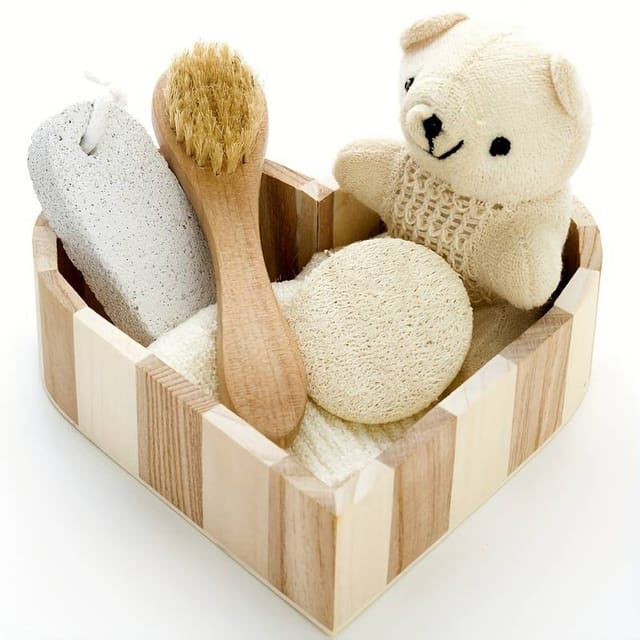 Accessoires De Bain En Forme De Cœur, Brosse De Bain, Boule De Douche, Fleurs De Bain