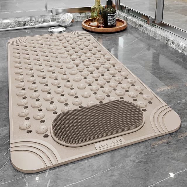 Tapis De Douche Et De Baignoire 70 X 36 Cm, Tapis De Douche Antidérapant En Caoutchouc Pour Personnes Âgées Et Enfants, Tapis De Baignoire Antidérapant Avec Trous D'Évacuation Et Ventouses