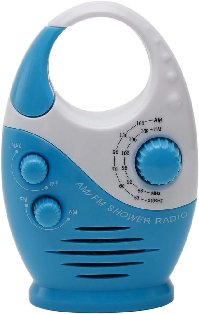 Radio De Douche Étanche Avec Poignée Portable Mini Enceinte Am Fm Volume Réglable Bouton Étanche Pour Salle De Bain Et Extérieur