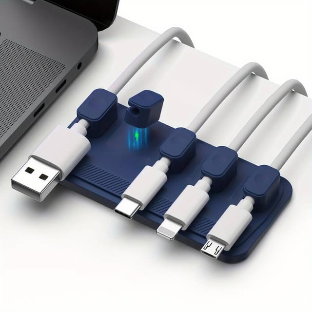 Gestion Magnétique Des Câbles, Clips De Fixation, Support De Câble De Bureau Multifonctionnel, 5 Clips Pour Câble Lightning, Usb-c Et Micro-usb, Adhère Au Bois, Au Marbre, Au Métal Et Au Verre.