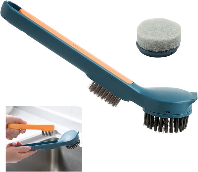 Brosse De Nettoyage Portable Deux En Un Avec Éponge Pour Wok Et Évier Accessoire Pour Cuisine Et Salle De Bain