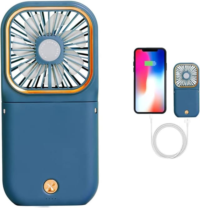 Ventilateur Portable, Rechargeable Par Usb, Mini Ventilateur De Bureau, Batterie 3000 Mah, Peut Servir De Batterie Externe.