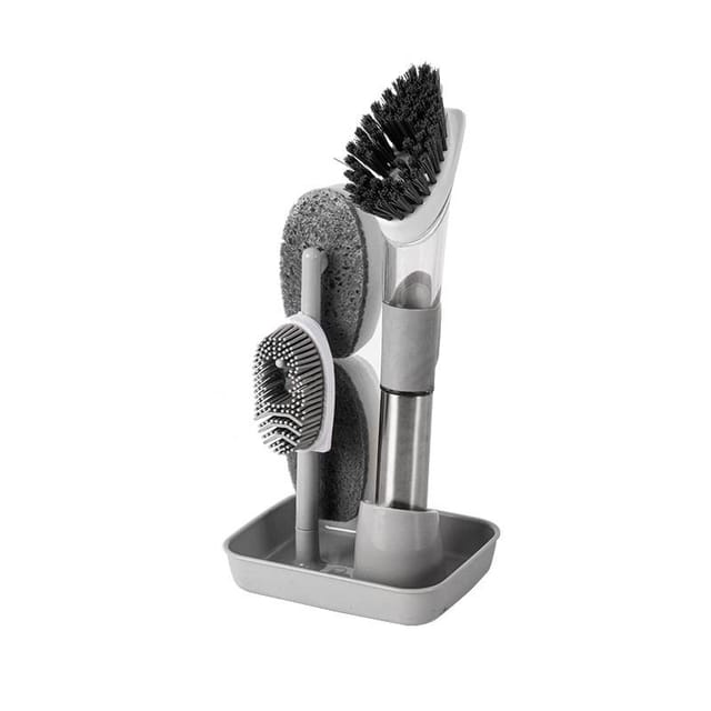 Ensemble Brosse À Vaisselle Avec Distributeur De Savon Et Support Pour Le Nettoyage De La Cuisine – Pratique Et Hygiénique