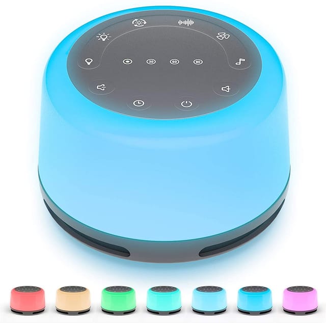Machine À Sons Pour Dormir : 24 Sons Naturels Apaisants, 7 Couleurs De Lumière Respirante Et Veilleuse Avec Minuterie, Rechargeable Et Portable. Machine À Bruit Blanc Pour Bébés, Enfants Et Adultes.