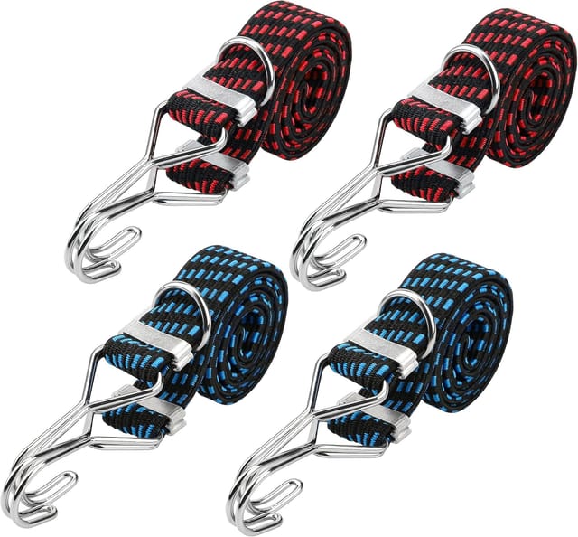 Lot De Quatre Sangles Élastiques Double Couche Cent Centimètres Avec Crochets Pour Fixer Bagages