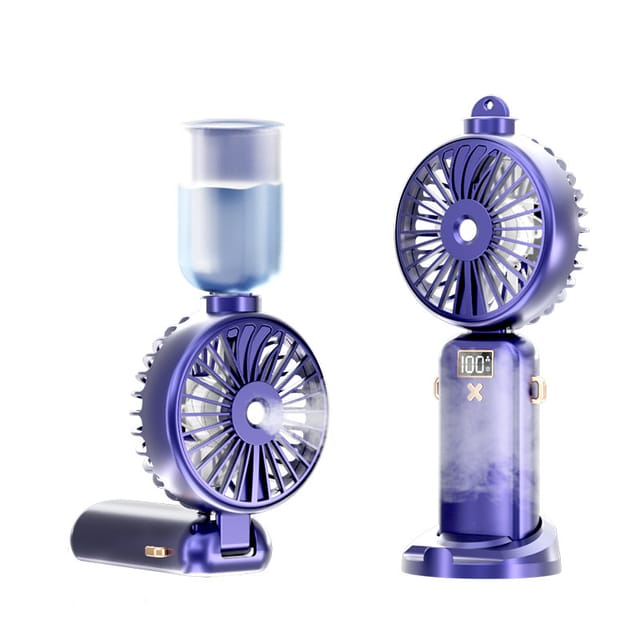 Ventilateur Portable Avec Brumisateur, Mini Ventilateur Usb Rechargeable 3 En 1, 5 Vitesses, Petit Ventilateur Pliable