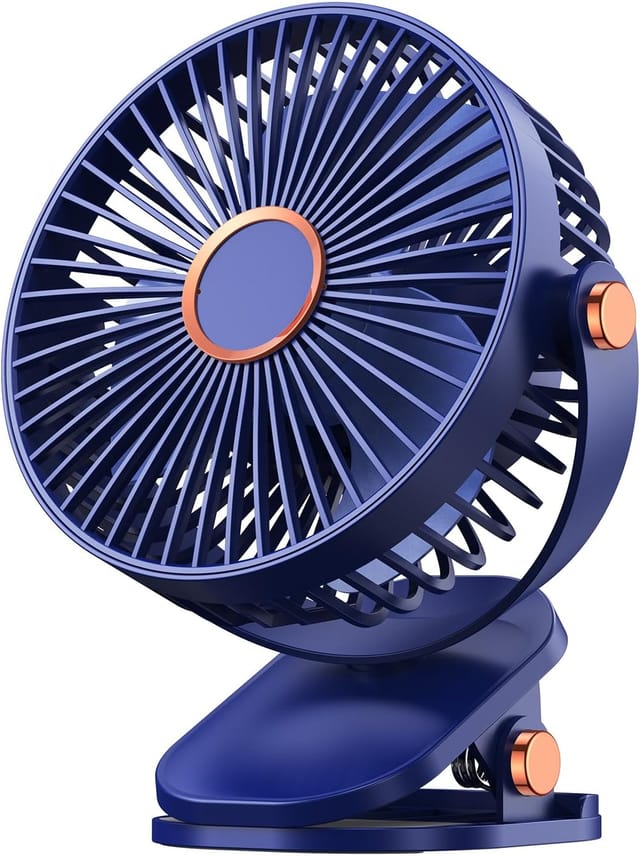 Ventilateur Clip Rechargeable Avec Led, Flux D’air Puissant, Rotation 720 Degrés, Pour Bureau, Maison Et Camping