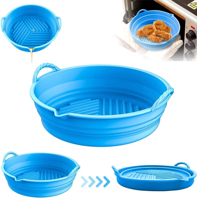 Panier En Silicone Pliable Pour Friteuse À Air, Moule Antiadhésif Réutilisable Pour Four Et Micro-ondes