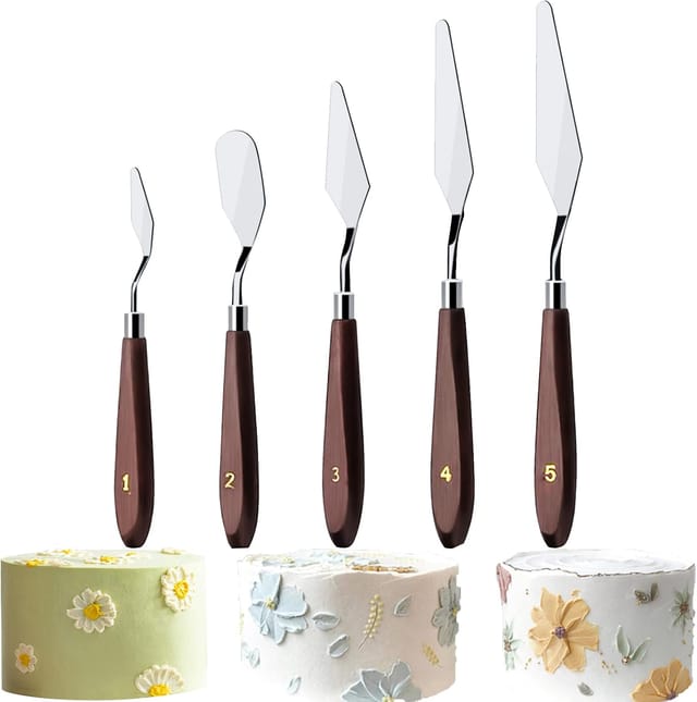 Set De 5 Spatules À Crème Pour Pâtisserie, Couteaux À Angle Pour Décoration De Gâteaux