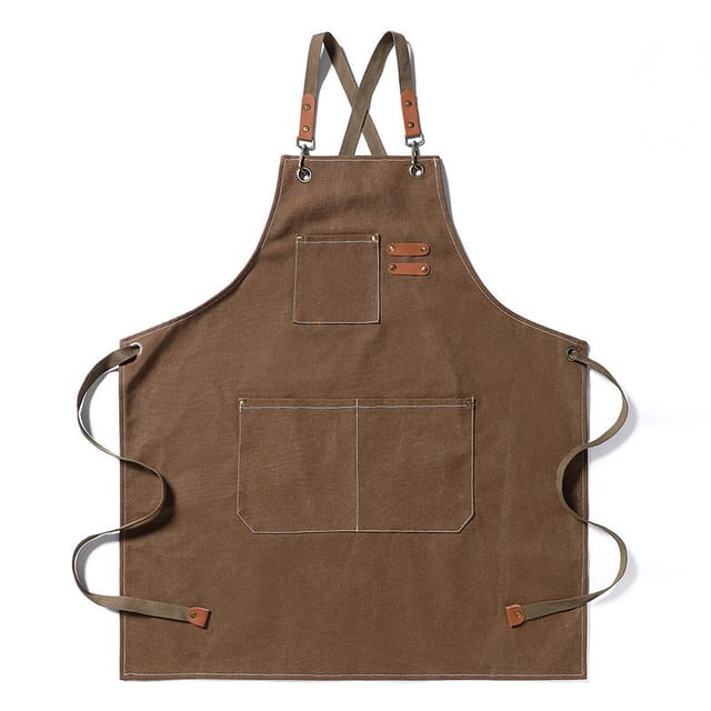 Tablier De Chef Unisexe Avec Grandes Poches, En Toile De Coton À Dos Croisé, Robuste Et Ajustable.