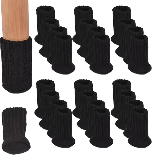 Housse De Pied De Table Et Chaise Tricotée Double Epaisseur Lavable Anti Bruit Et Anti Usure Protection Intégrée Pour Sols