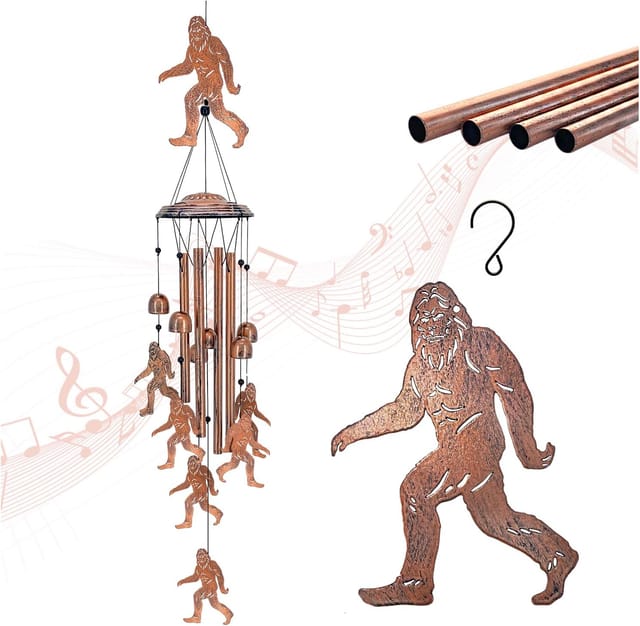 Carillon À Vent Bigfoot Pour Extérieur Cadeau Pour Homme Et Grand Père Décoration De Jardin Et Terrasse Métal Sonore Original