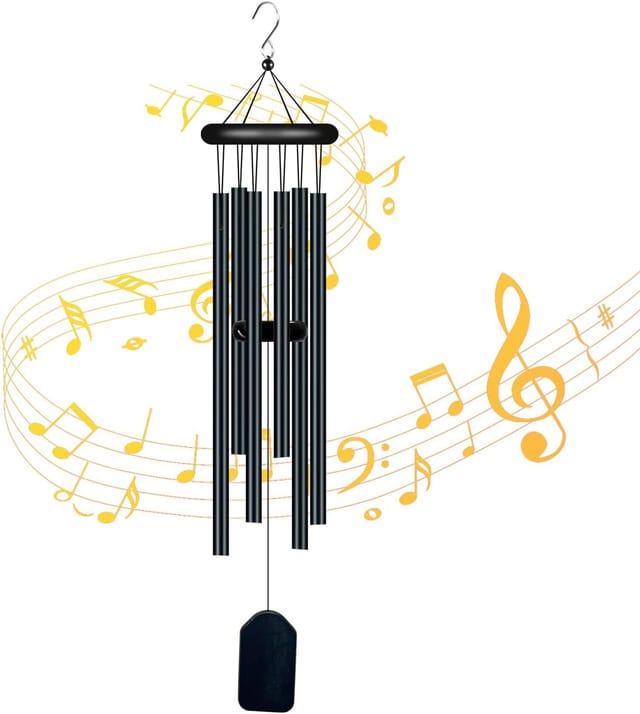 Carillon À Vent Pour Jardin Avec Six Tubes En Alliage D Aluminium Et Crochet Décoration Pour Patio Et Extérieur Accessoire Sonore Élégant