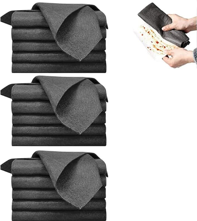 Lot De Quinze Chiffons Microfibre Épais Trente Sur Trente Centimètres Réutilisables Pour Voiture Cuisine Et Vitres Nettoyage