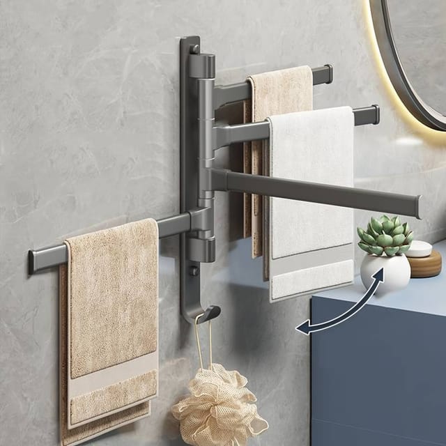 Porte-serviettes Rotatif Mural Multi-niveaux - Rangement Compact Et Design Moderne Salle De Bain