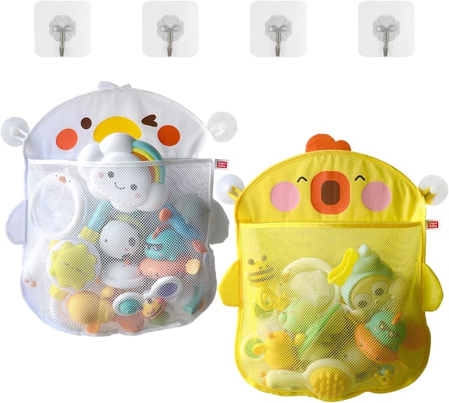 Lot De 2 Filets De Rangement Pour Jouets De Bain, Organiseur Suspendu Pour Baignoire Et Douche