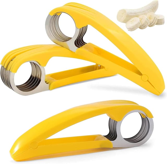 Lot De Trois Coupe Bananes Multifonction Portable Avec Six Lames Pour Saucisses Et Concombres Outil Pour Trancher Les Fruits Rapidement