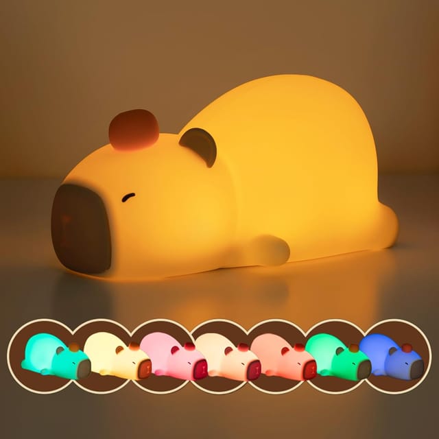 Veilleuse Pour Enfants, Adorable Veilleuse En Silicone En Forme De Capybara Couché À Plat Pour La Chambre De Bébé Et De Jeune Enfant, Veilleuse Décorative Led Rechargeable En Forme D'Animal