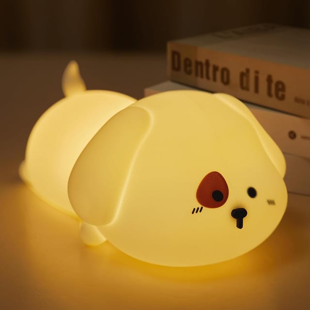 Veilleuse Pour Enfants, Veilleuse Chiot En Silicone Mignonne Avec 2 Niveaux De Luminosité, Lampe Tactile Kawaii 7 Couleurs Pour Chambre, Filles Et Garçons, Tout-petits
