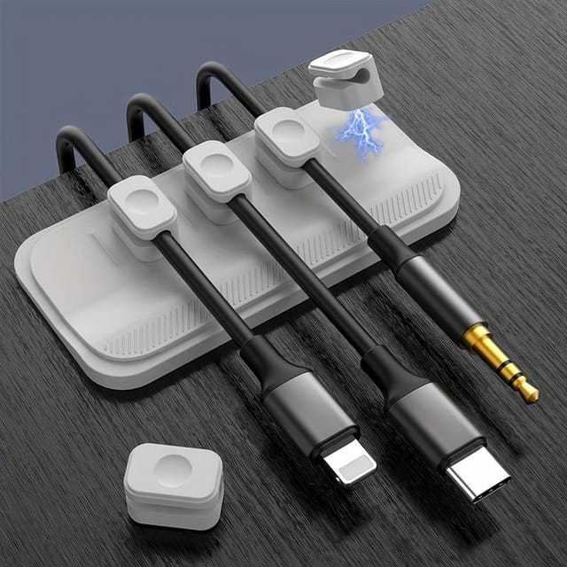 Gestion Magnétique Des Câbles, Clips De Fixation, Support De Câbles De Bureau Multifonction, 5 Clips Pour Câbles Micro Usb-c Légers...