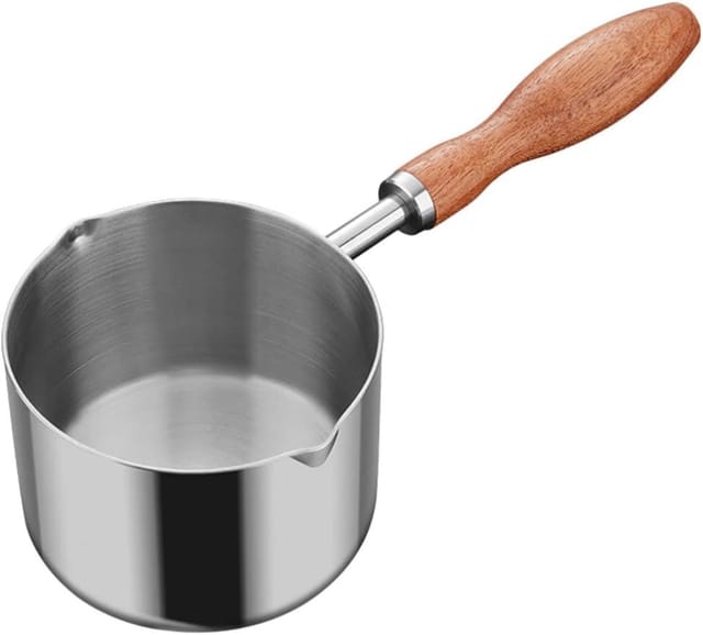Casserole Avec Manche En Inox Et Bois, Compatible Gazinière, Idéale Pour Mijoter, Sauces, Lait, Beurre Et Petites Préparations