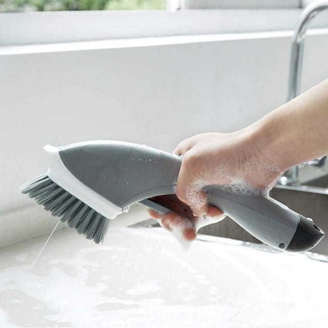 Brosse De Nettoyage Avec Distributeur De Savon Liquide Pour Cuisine Et Salle De Bain Manche Long Pour Laver Les Poêles Et Les Baignoires