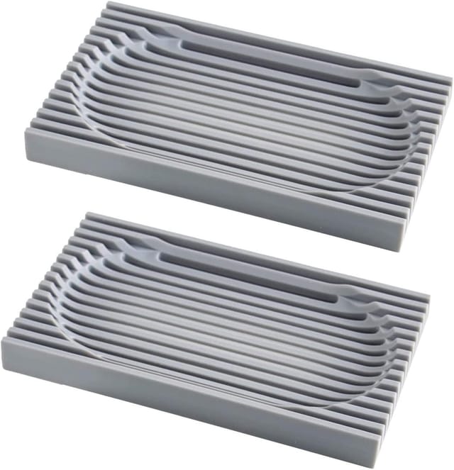 Lot De 2 Porte-savons En Silicone Premium Avec Drainage, Design Antidérapant Pour Douche, Salle De Bain Et Cuisine