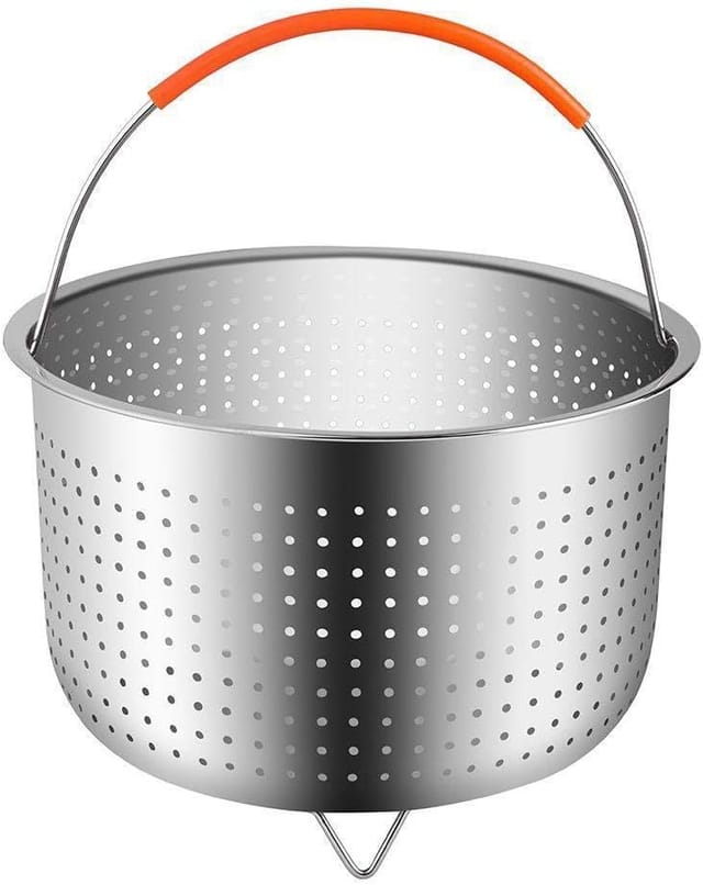Panier Vapeur En Acier Inoxydable Trois Cent Quatre Avec Manche Silicone Pour Cuiseur À Riz Et Autocuiseur Pour Cuisson Saine Des Légumes