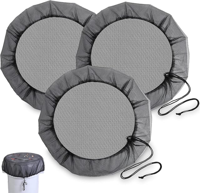 Lot De 3 Couvercles Ajustables Pour Seau De Pluie, Protège-bacs Avec Élastique, Accessoire De Récupération D’eau