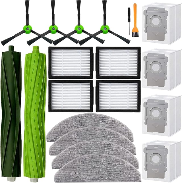 Accessoires Et Pièces De Rechange Pour Aspirateur Robot Irobot Roomba Combo I5+ J5+ : 1 Jeu De Brosses Rotatives, 4 Filtres, 4 Lingettes De Nettoyage, 4 Sacs D’aspiration Et 4 Brosses Latérales.