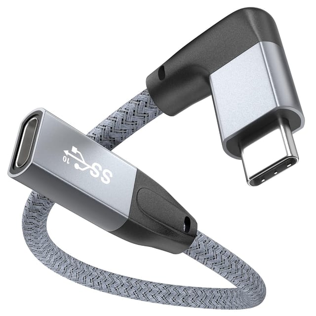 Câble D Extension Usb C Coudé Zéro Virgule Deux Mètre Pour Chargeur Et Connexion Adaptateur Angle Droit