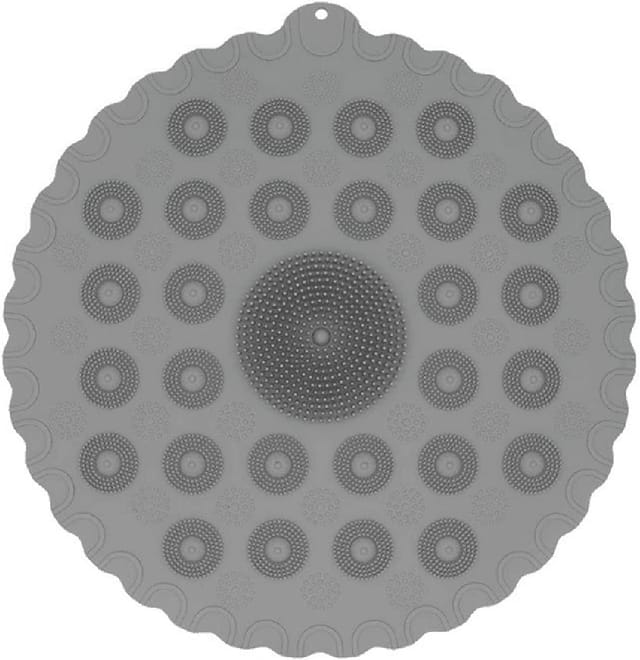 Tapis De Douche Rond Antidérapant En Silicone Avec Trous De Drainage, Lavable En Machine, Confortable Et Sécurisé